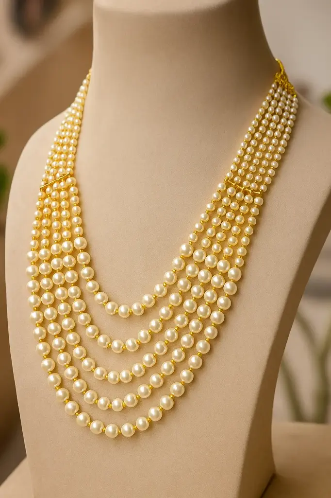 Multi-Strand Pearl Necklace with Layered Elegance and Grace